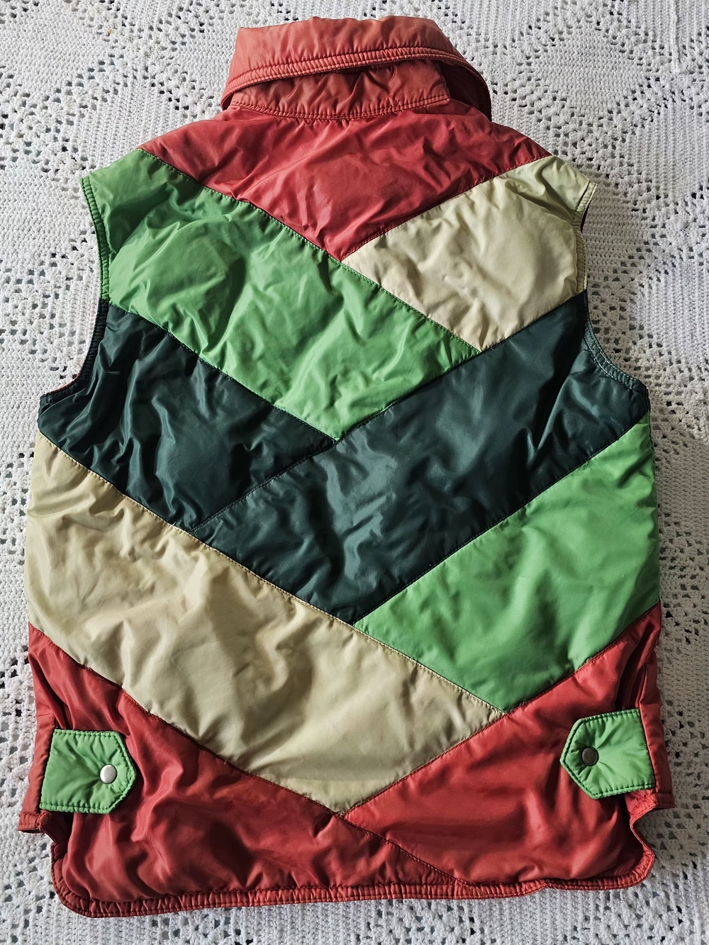 Vintage Colorblock Puffer Vest White Stag Brand - Picture 2 of 14